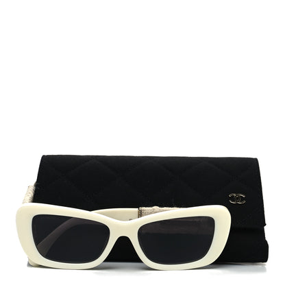Chanel Acetate Tweed Wool CC Rectangle Sunglasses 5514 White 9 of 9