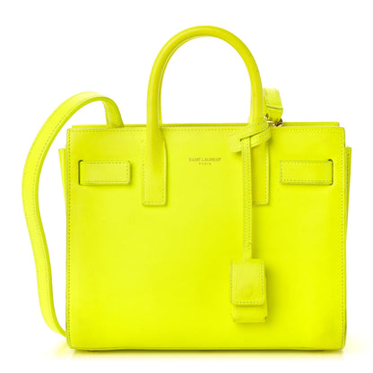 Saint Laurent Calfskin Nano Sac De Jour Neon Yellow 1 of 12