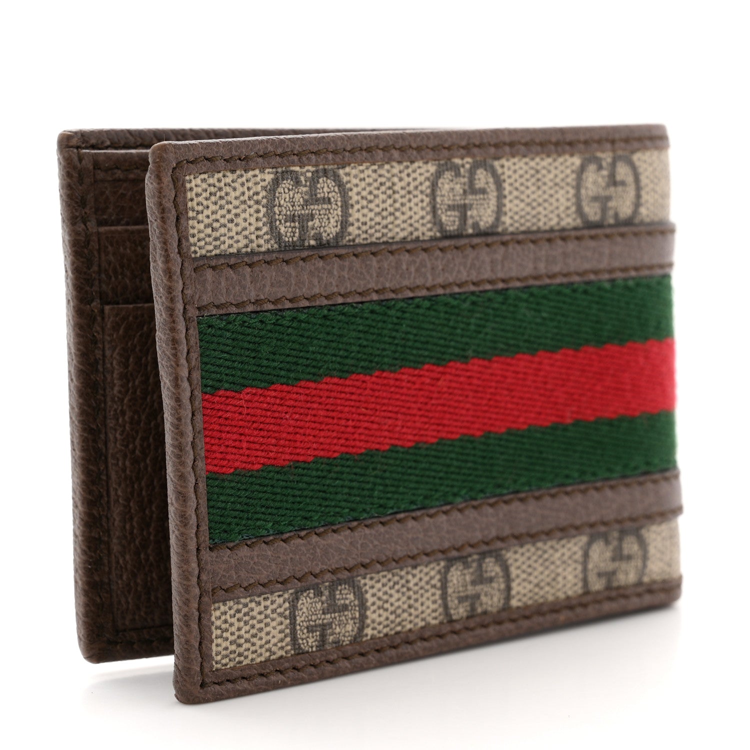 Gucci GG Supreme Monogram Web Mens Ophidia Bi-Fold Coin Wallet Beige New Acero 3 of 7