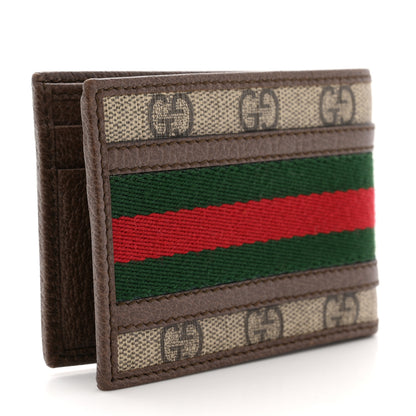 Gucci GG Supreme Monogram Web Mens Ophidia Bi-Fold Coin Wallet Beige New Acero 3 of 7