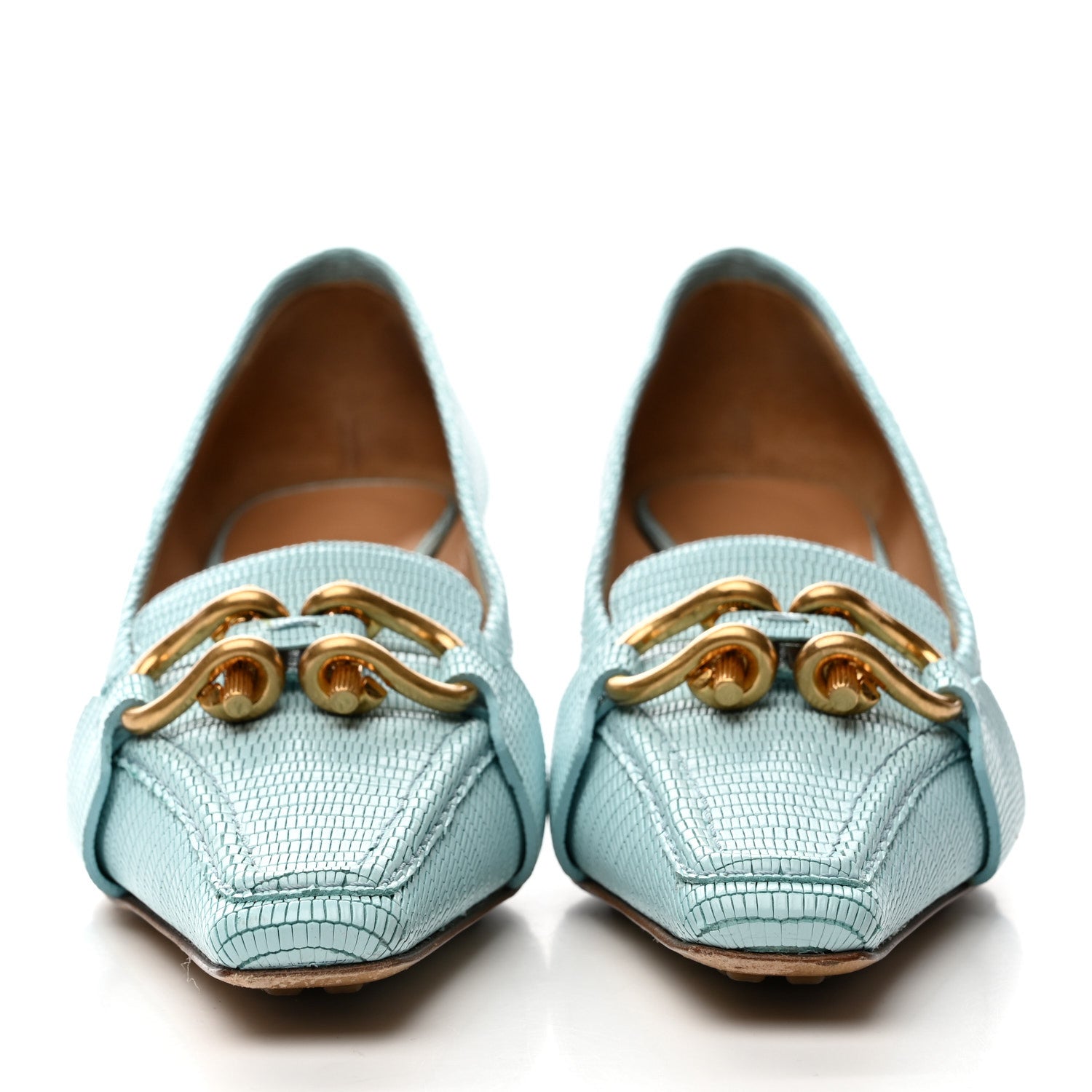 Bottega Veneta Embossed Madame Pumps 39 Blue 3 of 10