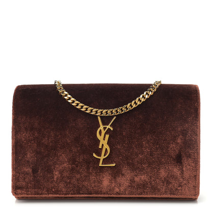 Saint Laurent Textured Velour Monogram Chain Wallet Red Clay 1 of 11