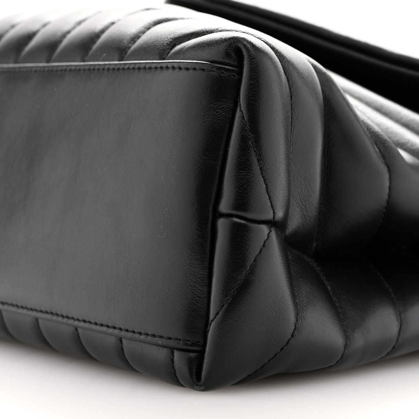 Calfskin Y Quilted Monogram Monochrome Medium Loulou Chain Satchel Black