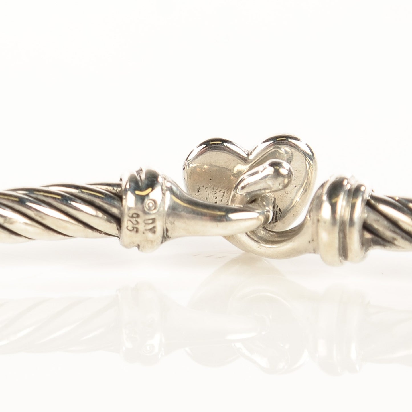 Sterling Silver Diamond Cable Collectibles Heart Bracelet