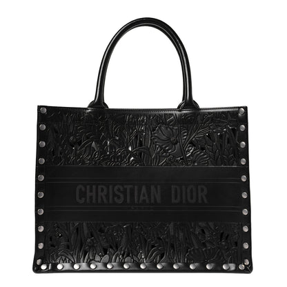 Christian Dior Calfskin Laser Cut Studded Medium Book Tote Black 1 of 7