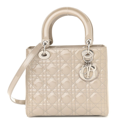 Christian Dior Patent Cannage Medium Lady Dior Beige 1 of 10