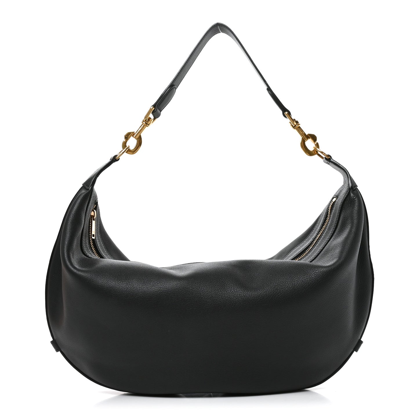 Supple Calfskin Medium Strap Leandre Shoulder Bag Black
