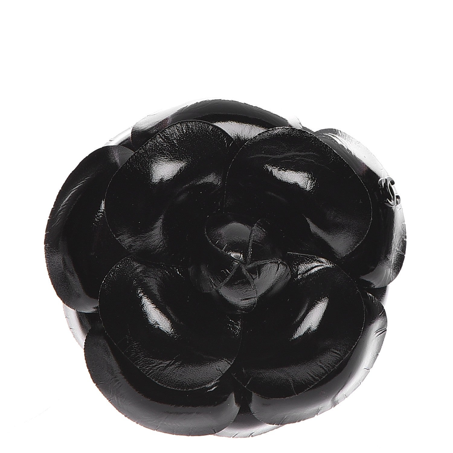 Chanel Glazed Calfskin Camellia Brooch Black 1 of 6