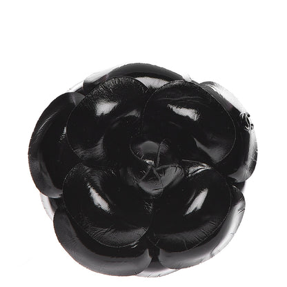 Chanel Glazed Calfskin Camellia Brooch Black 1 of 6