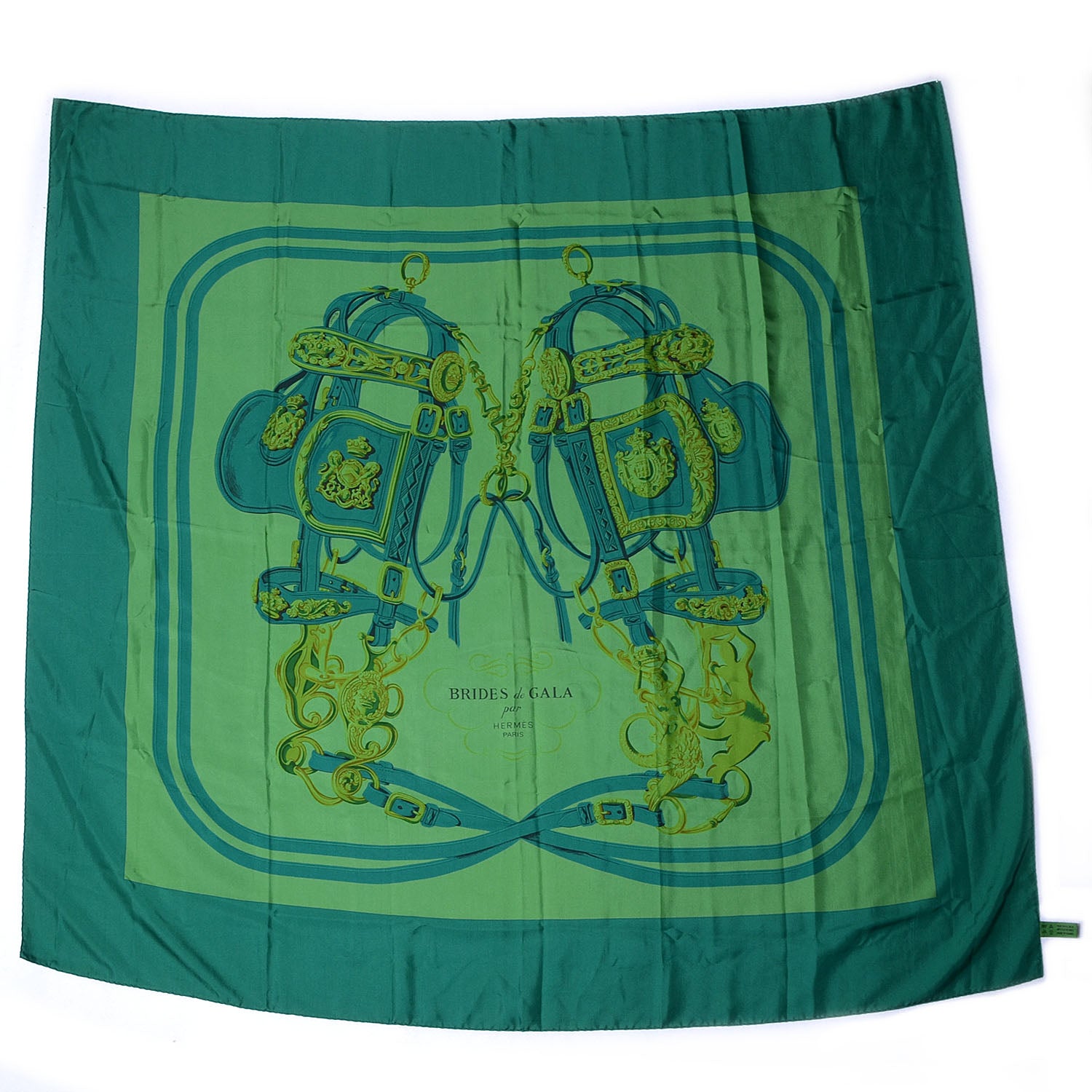 Hermes Silk Dip Dye Brides de Gala Shawl Scarf 140 Green 2 of 5