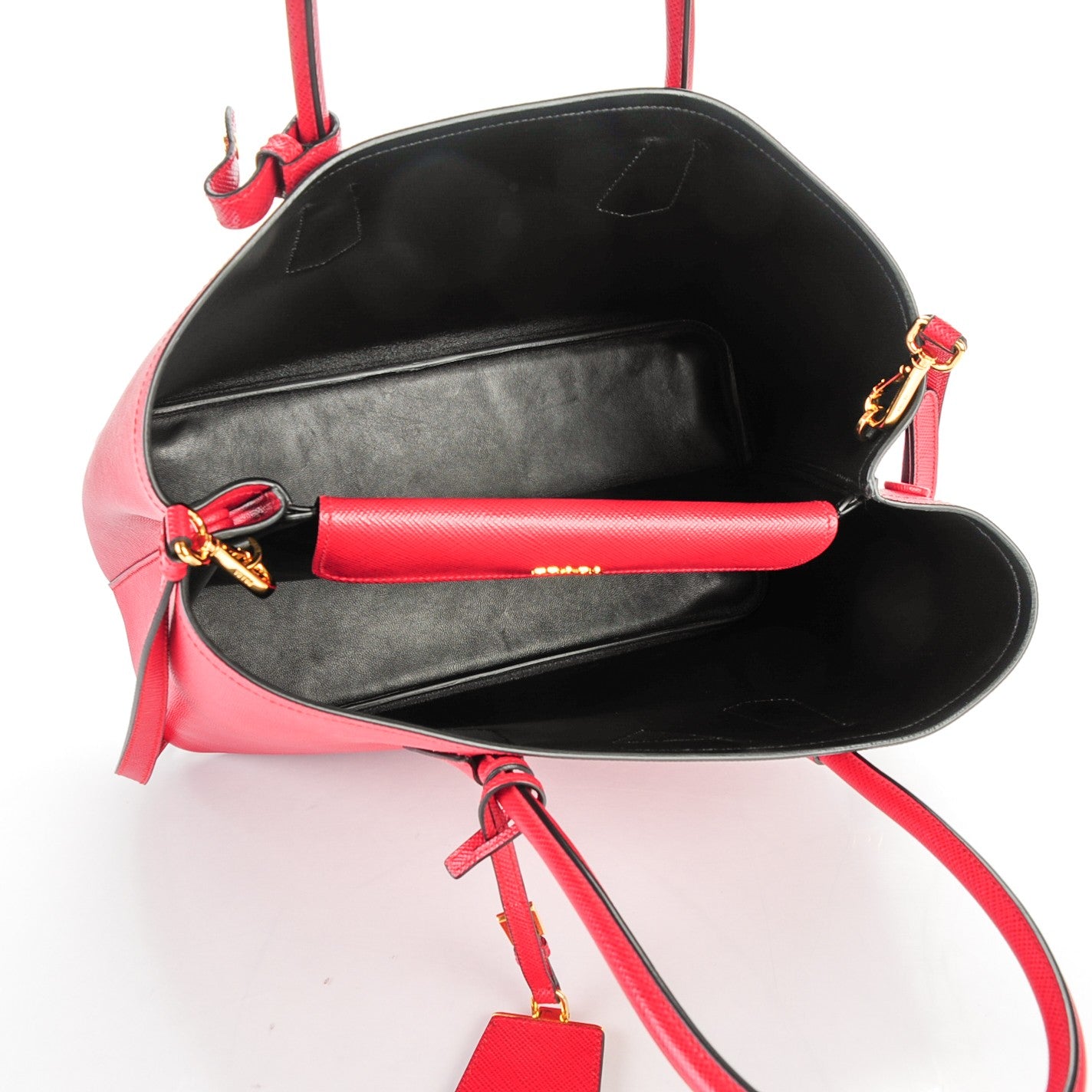 Prada Saffiano Cuir Large Double Bag Fuoco Black 5 of 7