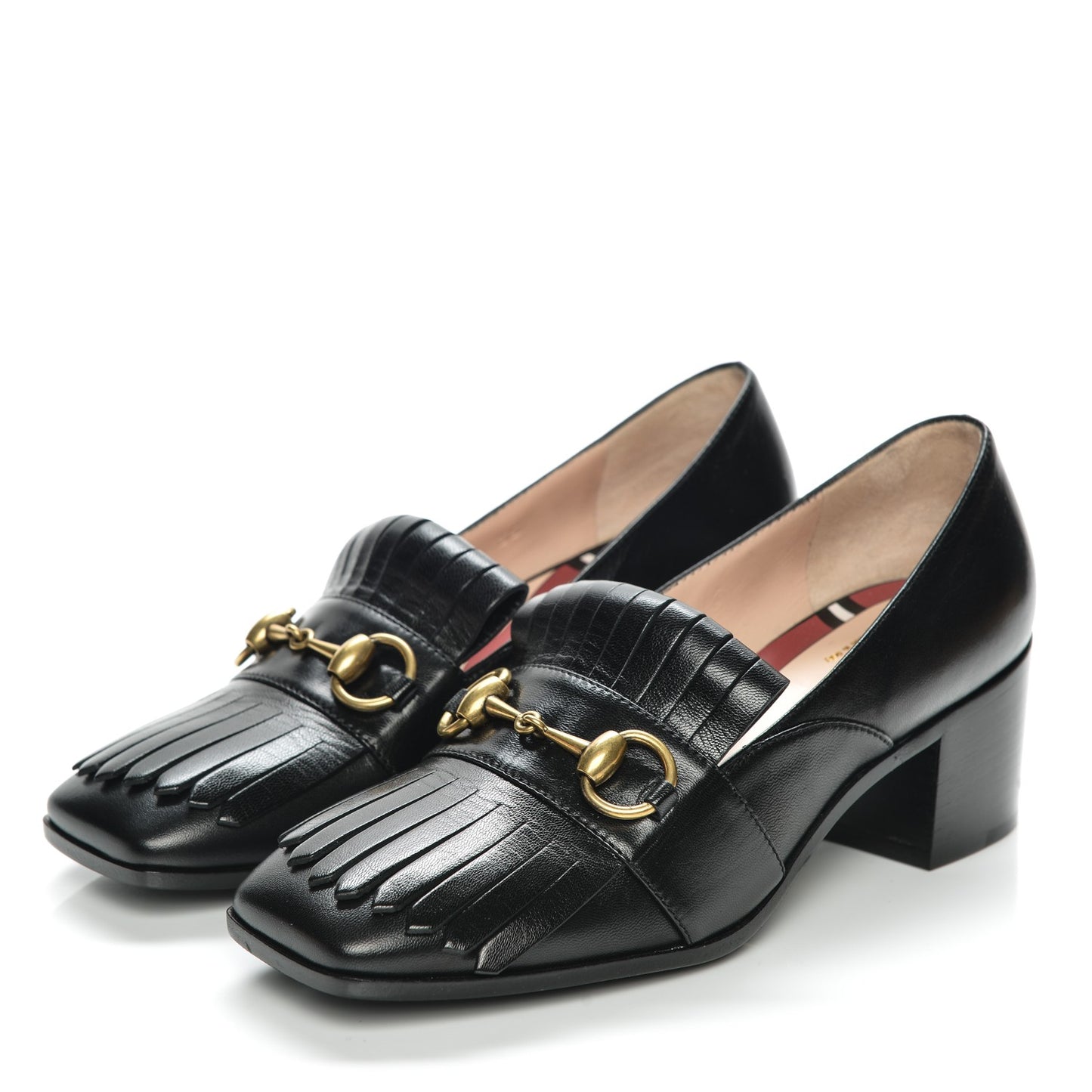 Malaga Kid Polly Kiltie Fringe 55mm Loafer Pumps 35 Black