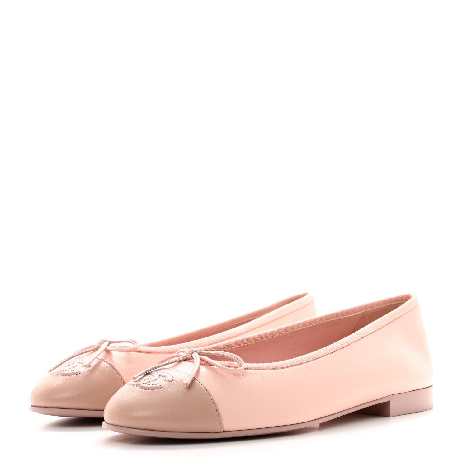 Chanel Lambskin Cap Toe CC Ballerina Flats 39 Light Pink Dark Pink 2 of 8