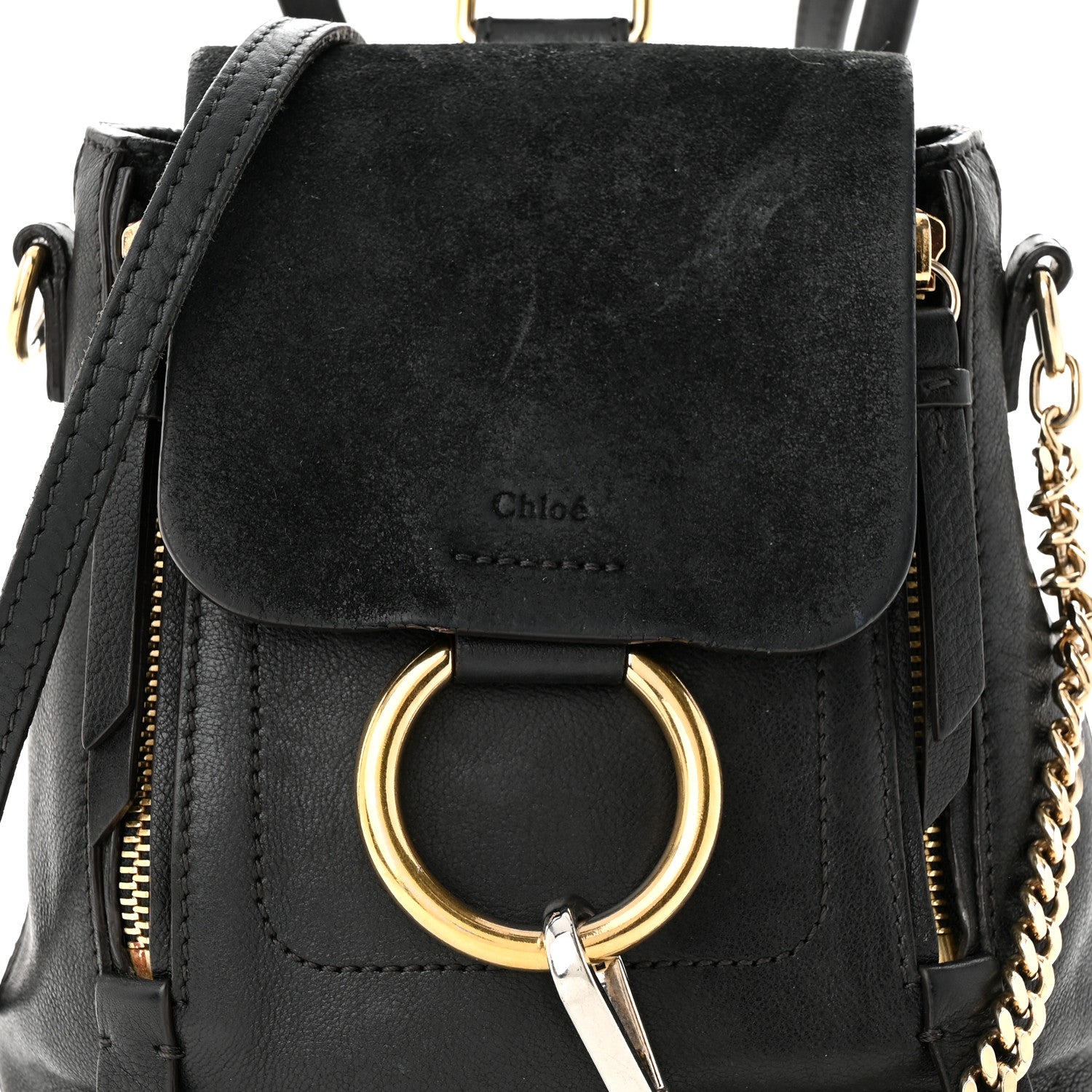 Chloe Suede Calfskin Mini Faye Backpack Black 8 of 12