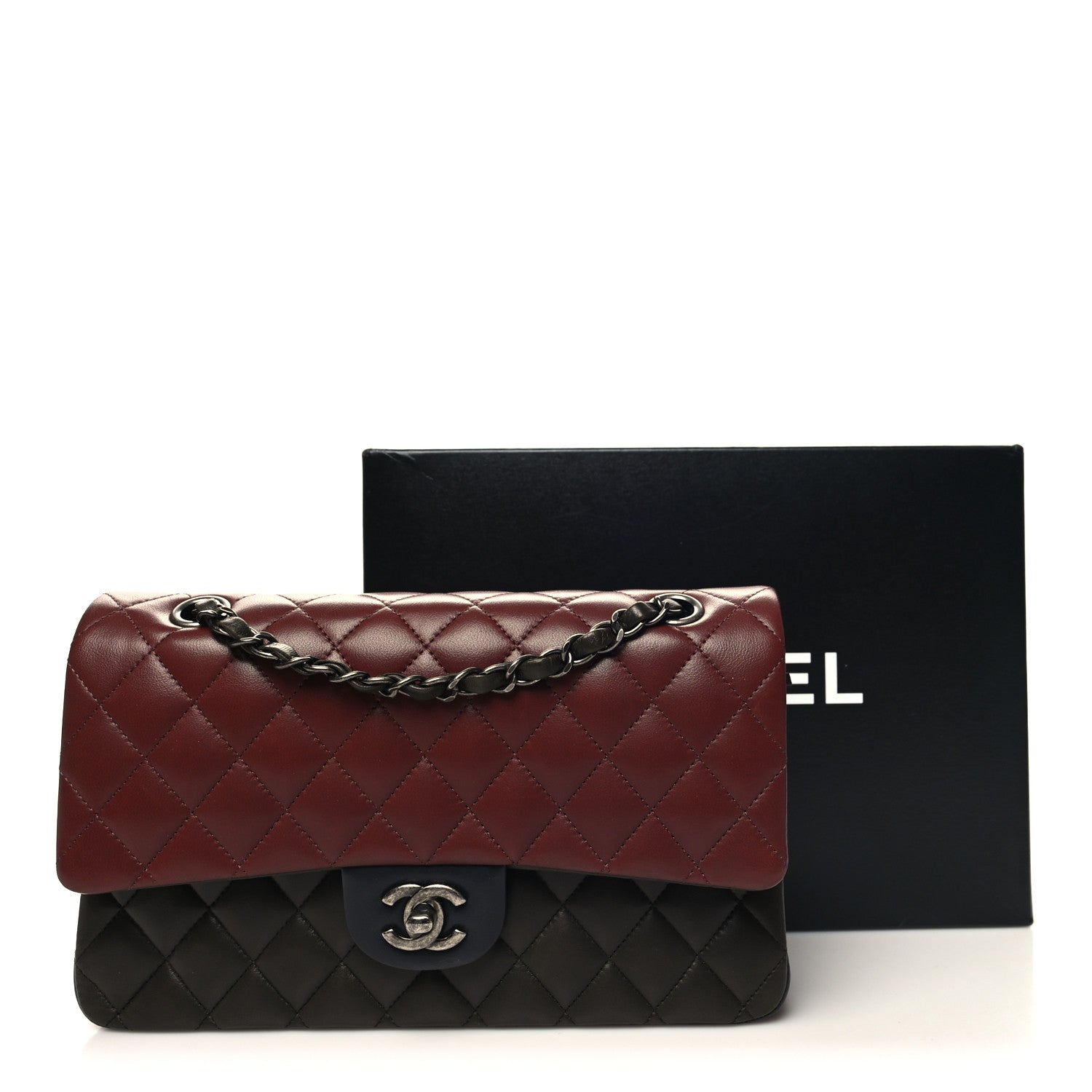 Chanel Lambskin Quilted Tri-Color Medium Double Flap Burgundy 12 of 12
