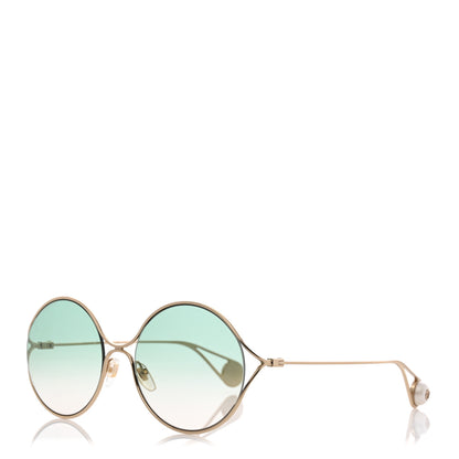 Gucci Metal Round Pearl Tip Sunglasses GG0253S Gold 1 of 8