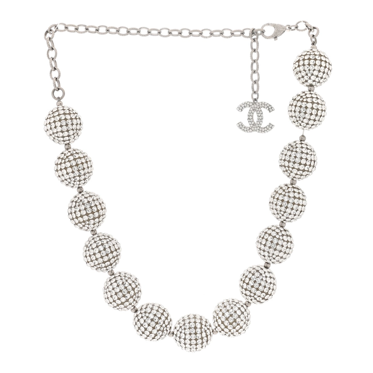 Crystal CC Ball Necklace Silver