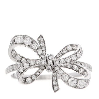 Tiffany Platinum Diamond .51ctw Double Bow Ring 60 9.25 1 of 5