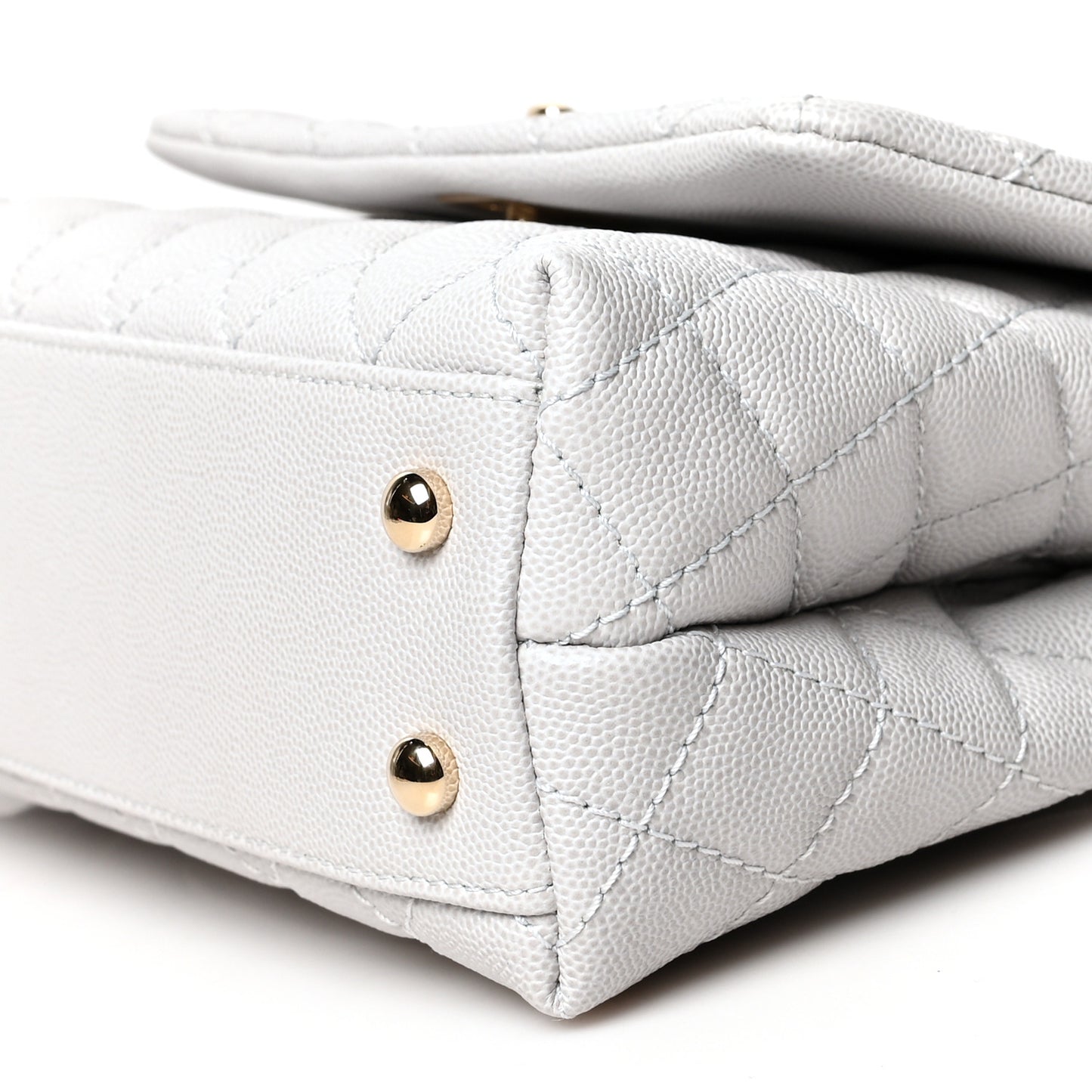 Caviar Quilted Mini Coco Handle Flap Light Grey
