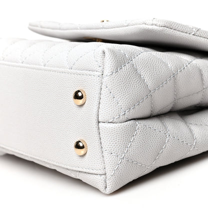 Chanel Caviar Quilted Mini Coco Handle Flap Light Grey 10 of 10