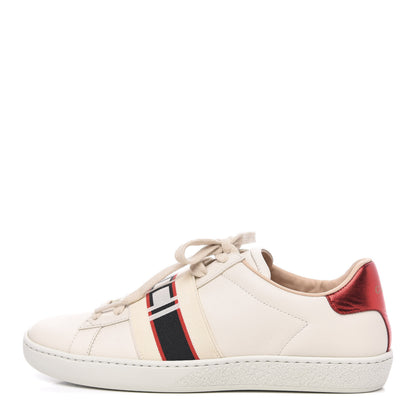 Gucci Calfskin Stripe Womens New Ace Sneakers 36 New Mystic White Ecru Red Flame 1 of 10