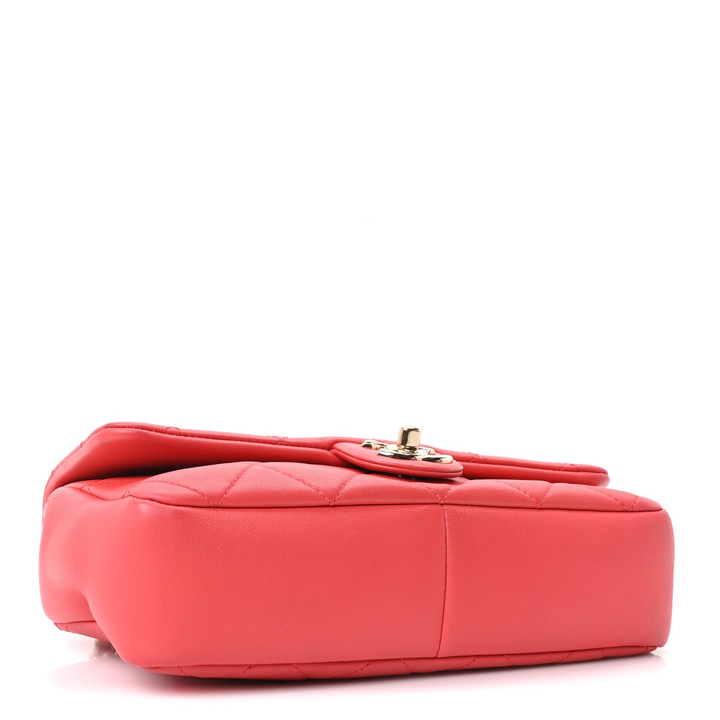 Lambskin Quilted Resin Bi-Color Chain Flap Bag Red