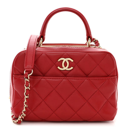 Chanel Lambskin Quilted Small Trendy CC Bowling Bag Red 1 of 13