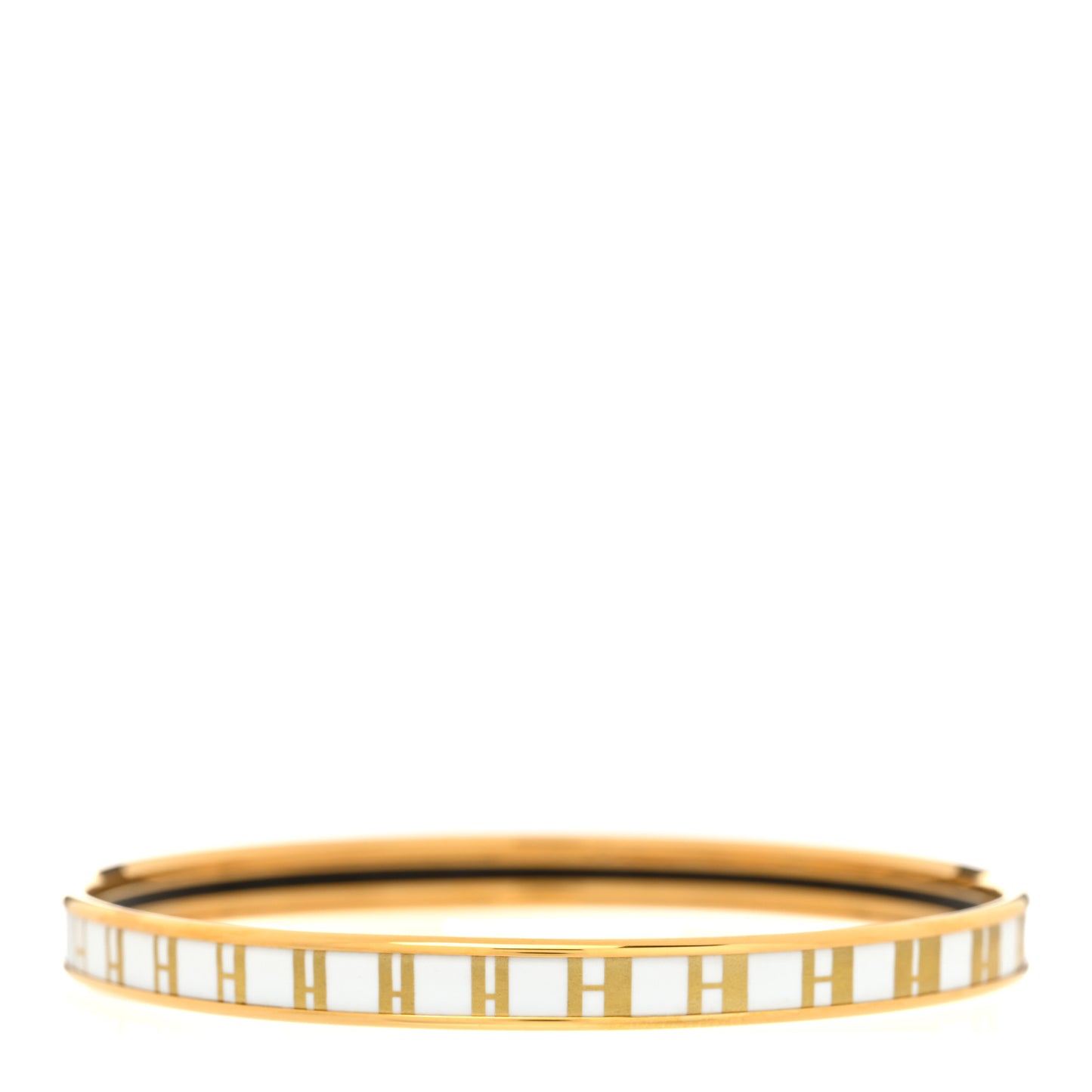 Printed Enamel Extra Narrow OP'H Bracelet 65 Jaune D'Or White