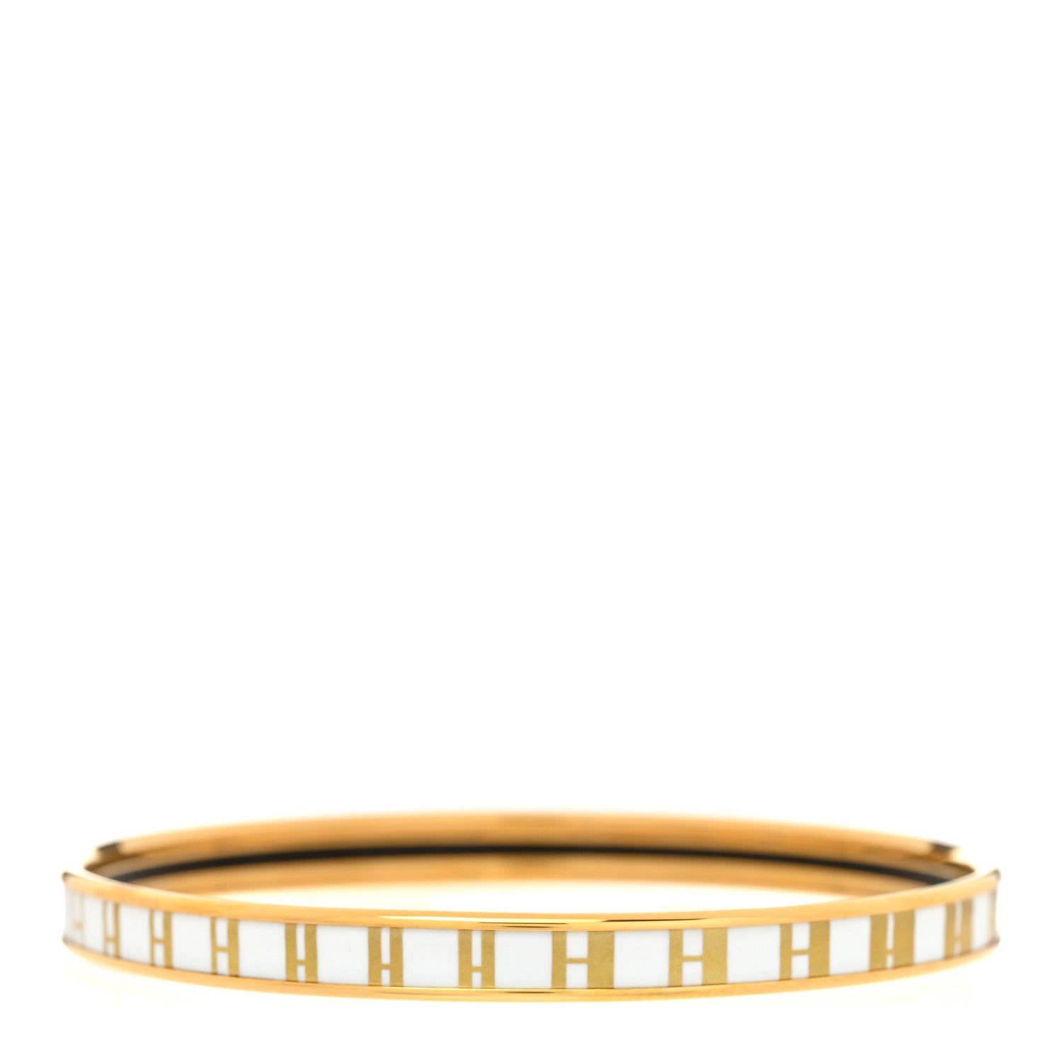 Hermes Printed Enamel Extra Narrow OP'H Bracelet 65 Jaune D'Or White 1 of 6
