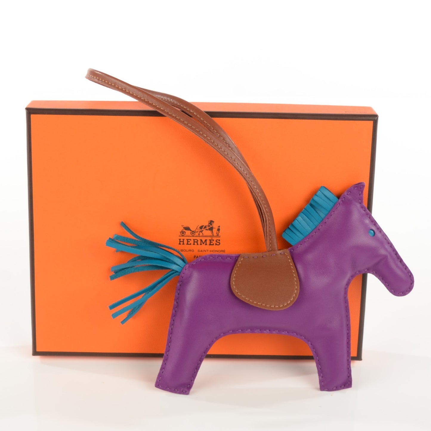 Milo Lambskin Grigri Rodeo Horse Bag Charm GM Anemone Bleu Izmir Fauve