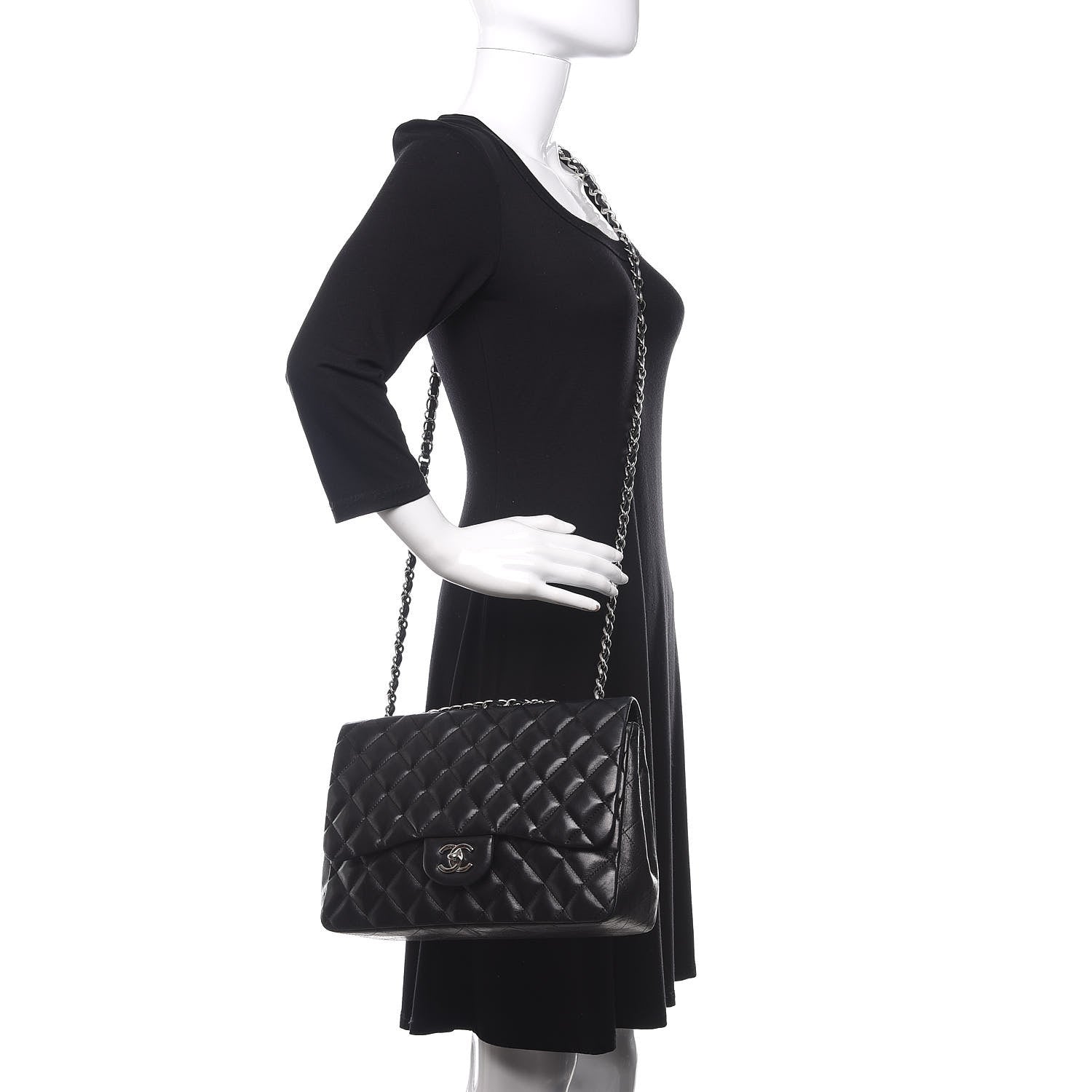 Chanel Lambskin Quilted Jumbo Single Flap Black 2 of 13