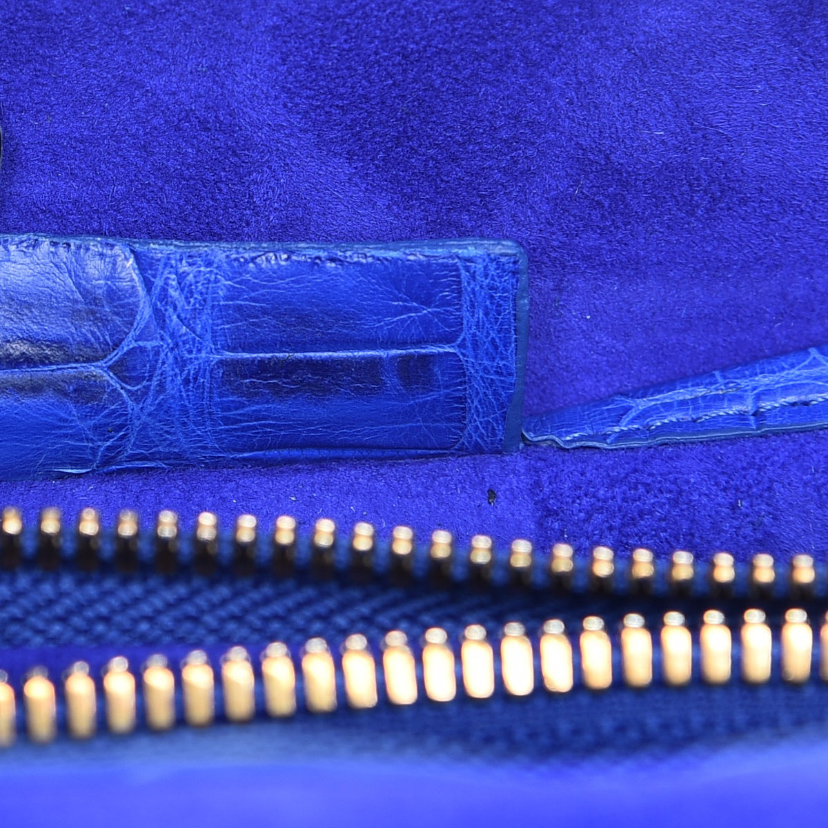 Matte Crocodile Top Handle Shoulder Bag Blue