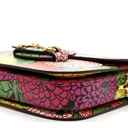 Gucci X KEN SCOTT New Shangai Calfskin Pomponica Print Horsebit 1955 Shoulder Bag Multicolor Fuxia Pompon 10 of 10