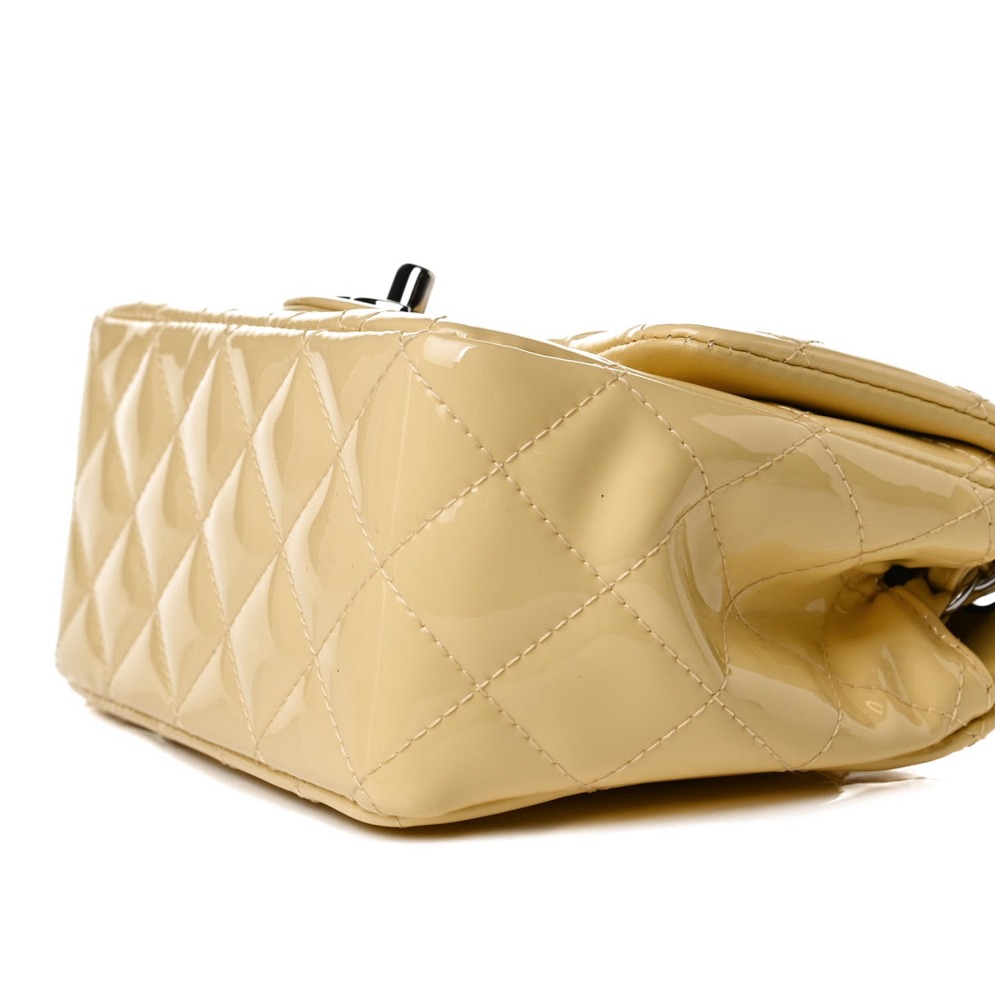 Patent Quilted Mini Square Flap Yellow