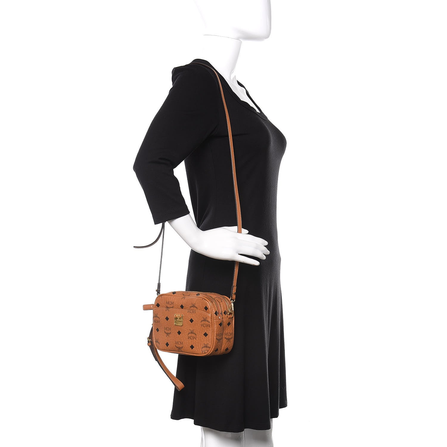 MCM Visetos Camera Crossbody Bag Cognac 2 of 10
