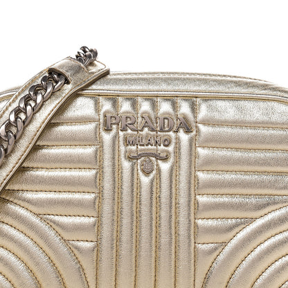 Prada Metallic Nappa Impunture Diagramme Crossbody Pirite 8 of 8