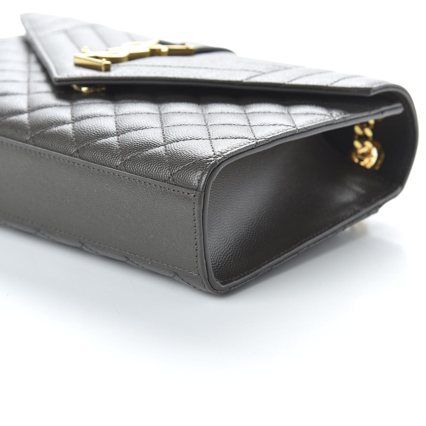 Grain De Poudre Textured Mixed Matelasse Medium Triquilt Monogram Satchel Earth