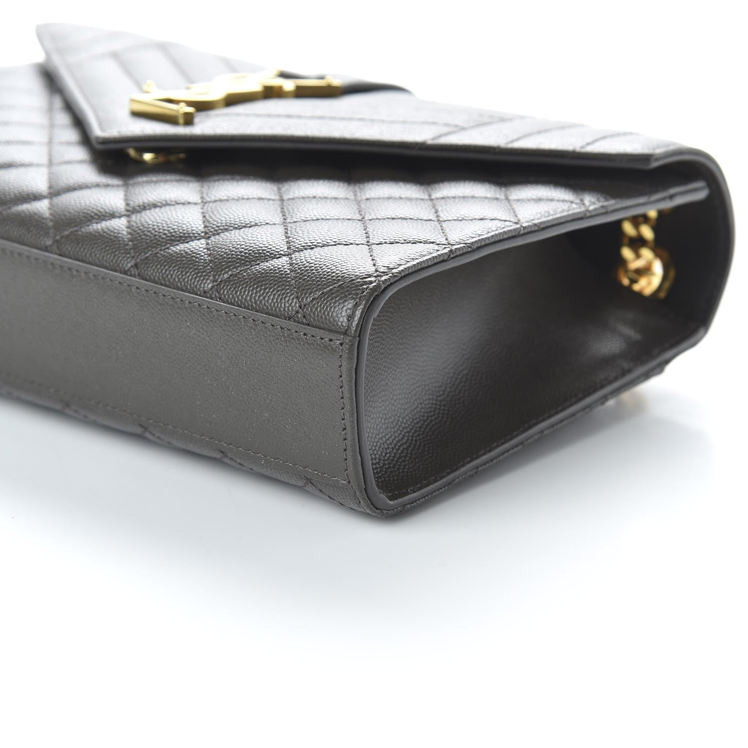 Saint Laurent Grain De Poudre Textured Mixed Matelasse Medium Triquilt Monogram Satchel Earth 7 of 9