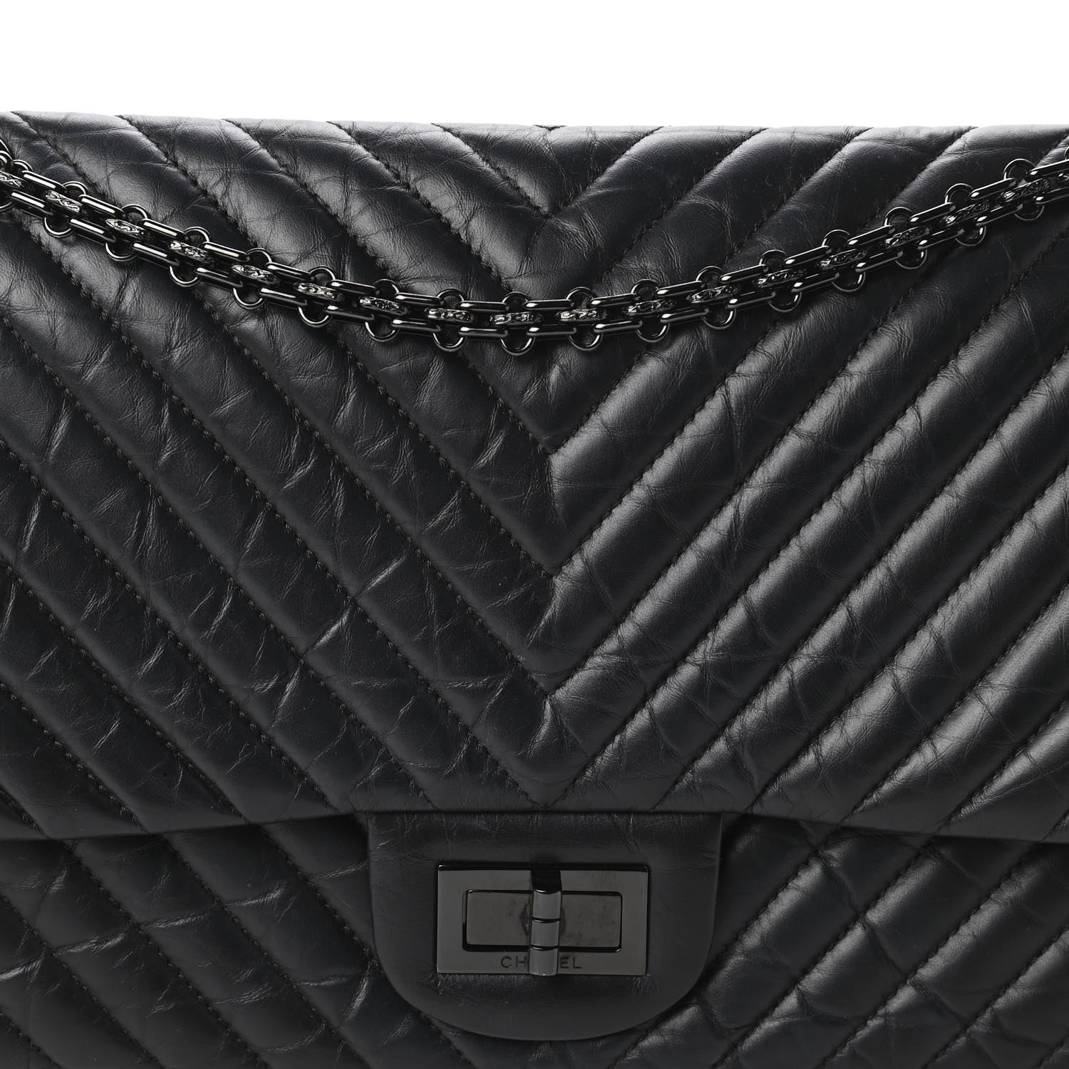 Chanel Aged Calfskin Chevron Quilted 2.55 Reissue 226 So Black 10 of 10