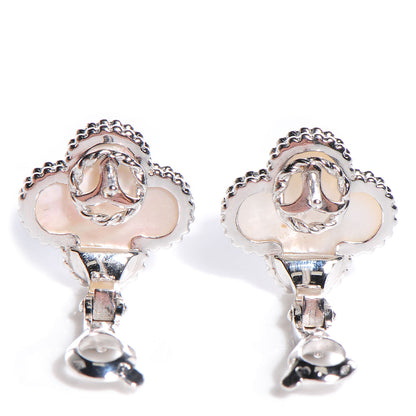 Van Cleef & Arpels 18K White Gold Mother of Pearl Vintage Alhambra Earrings 3 of 5