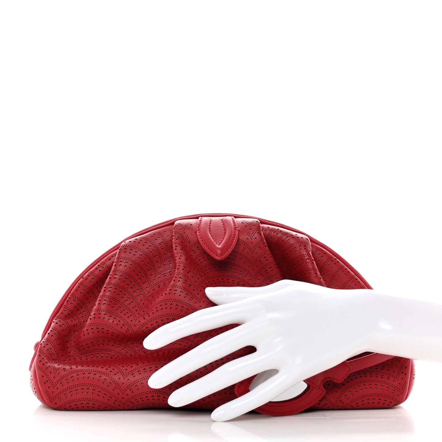 Calfskin Laser Cut Samia Clutch Red