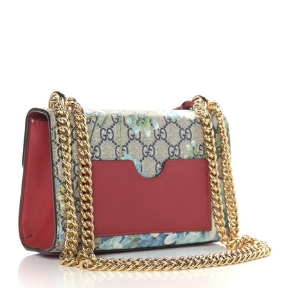 Gucci GG Supreme Monogram Blooms Small Padlock Shoulder Bag Beige Blue Navy Hibiscus Red 3 of 9