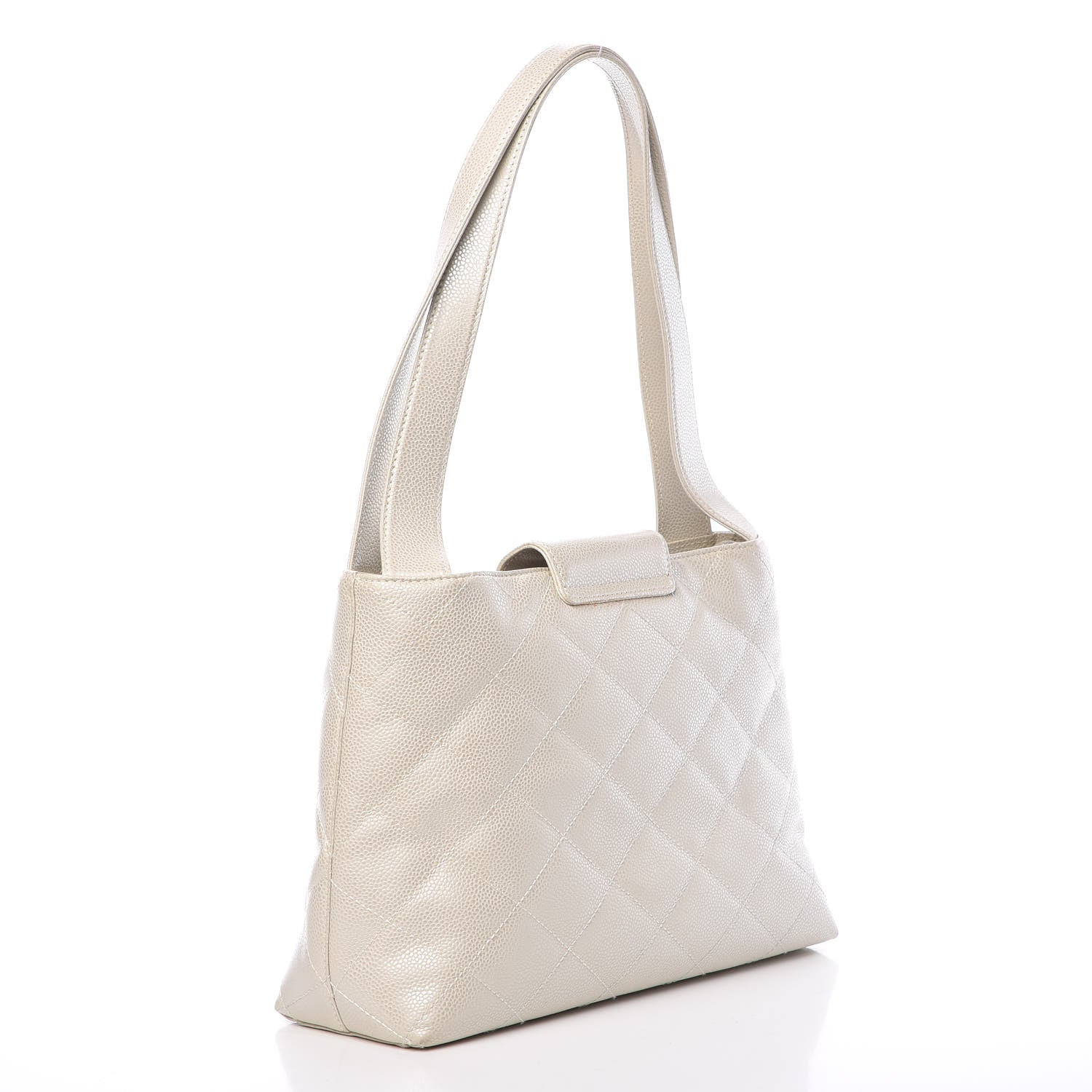 Chanel Metallic Caviar Quilted Shoulder Bag White 3 of 14