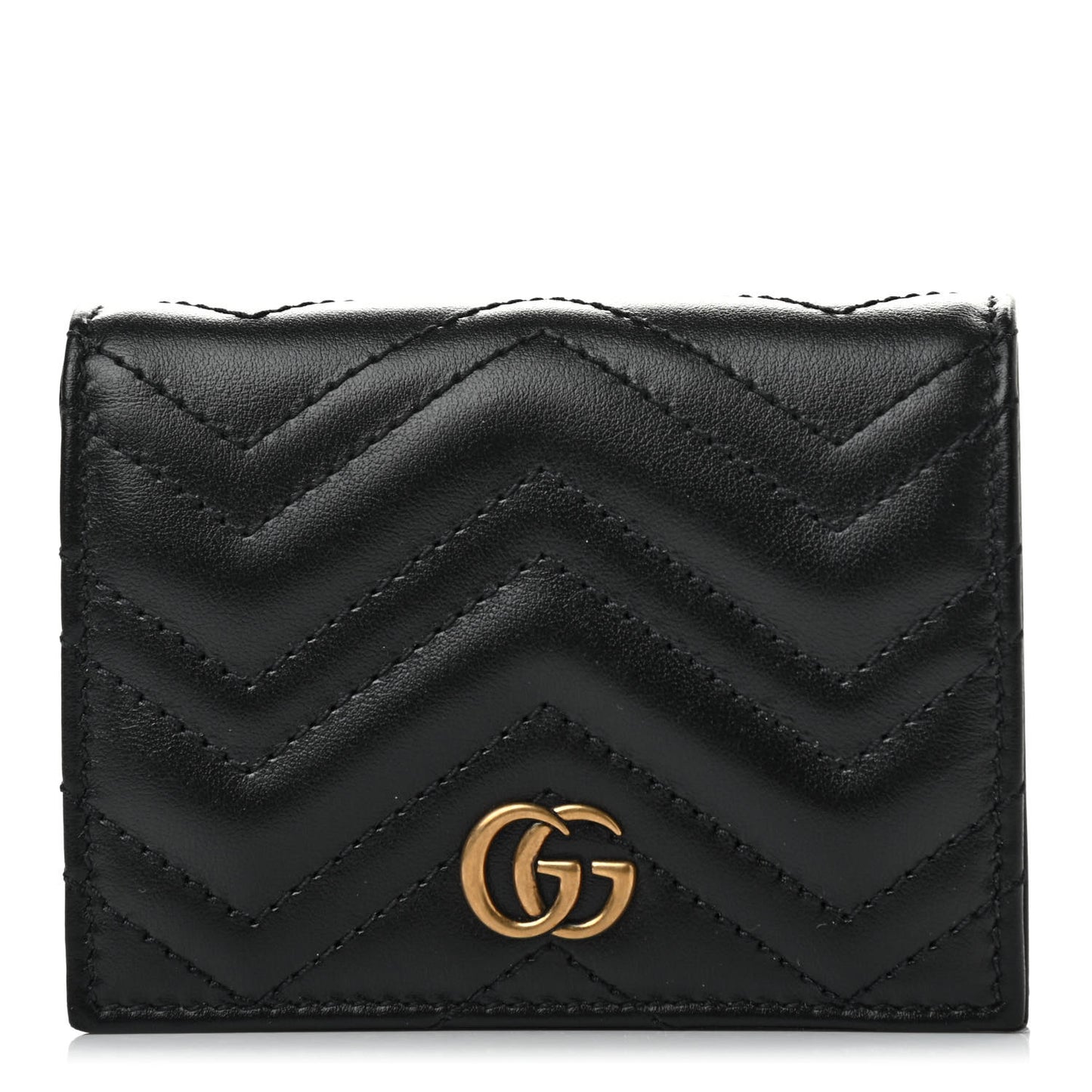 Calfskin Matelasse GG Marmont Card Case Wallet Black