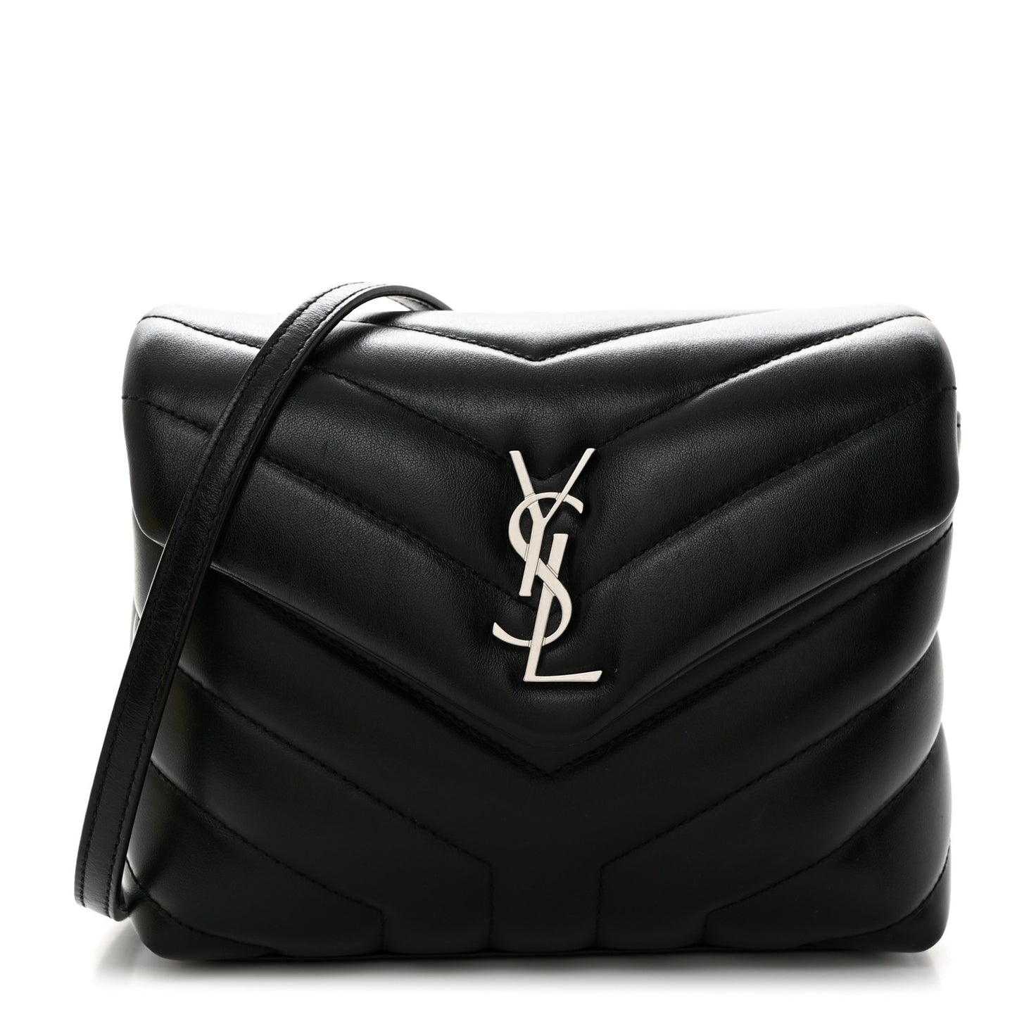 Calfskin Y Quilted Monogram Toy Loulou Crossbody Bag Black