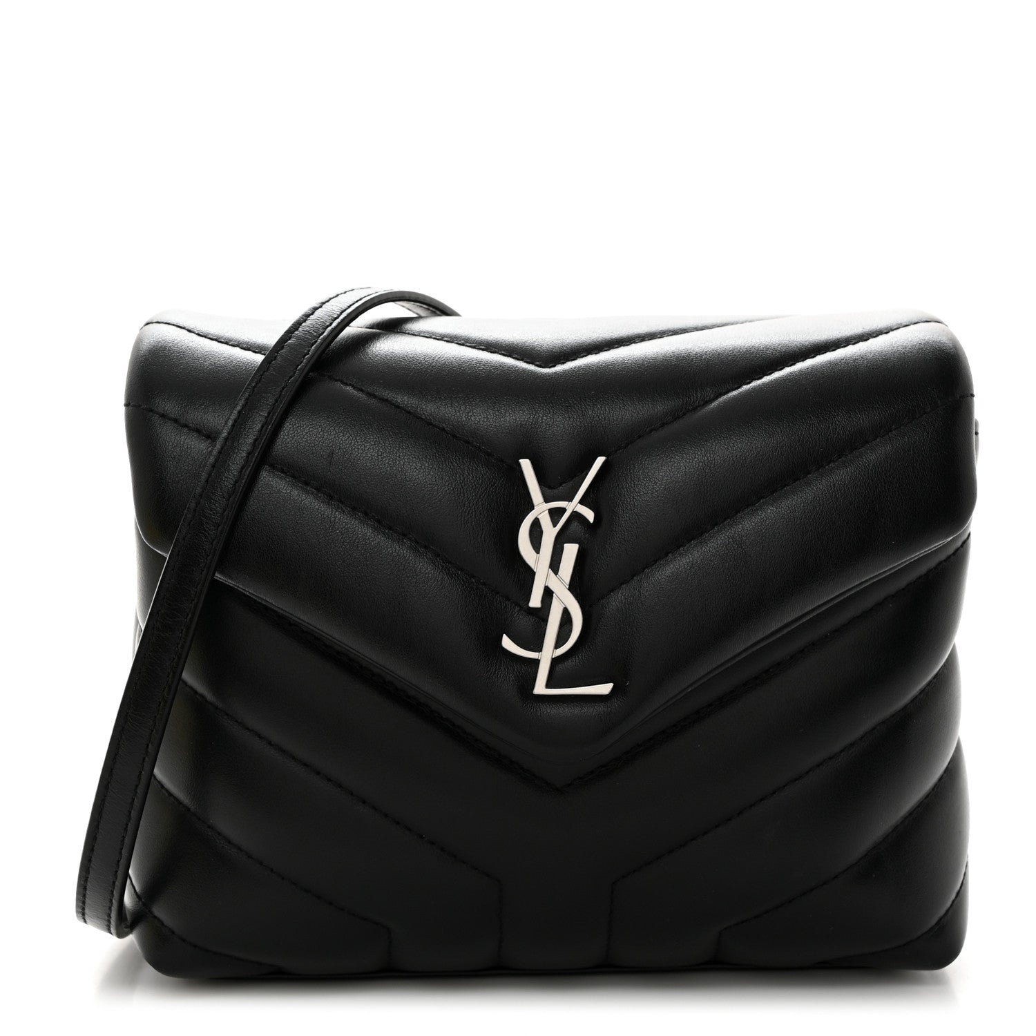 Saint Laurent Calfskin Y Quilted Monogram Toy Loulou Crossbody Bag Black 1 of 11