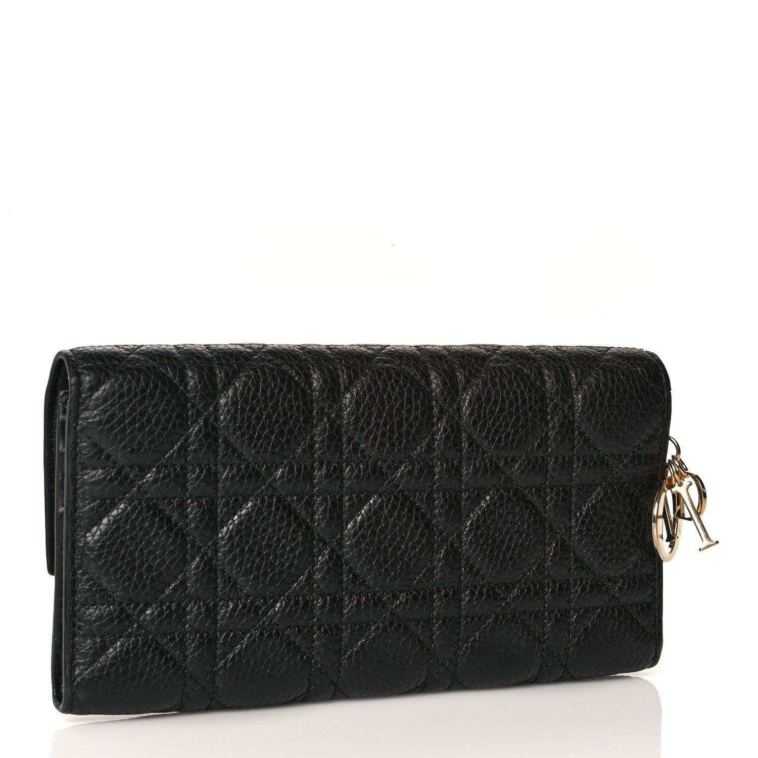 Christian Dior Grained Calfskin Cannage Lady Dior Rendezvous Wallet Black 3 of 10