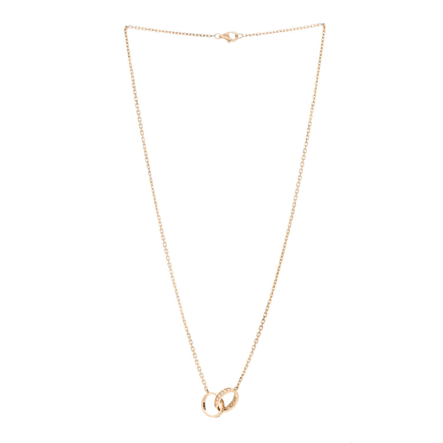 Cartier 18K Yellow Gold Diamond Interlocking LOVE Necklace 3 of 6