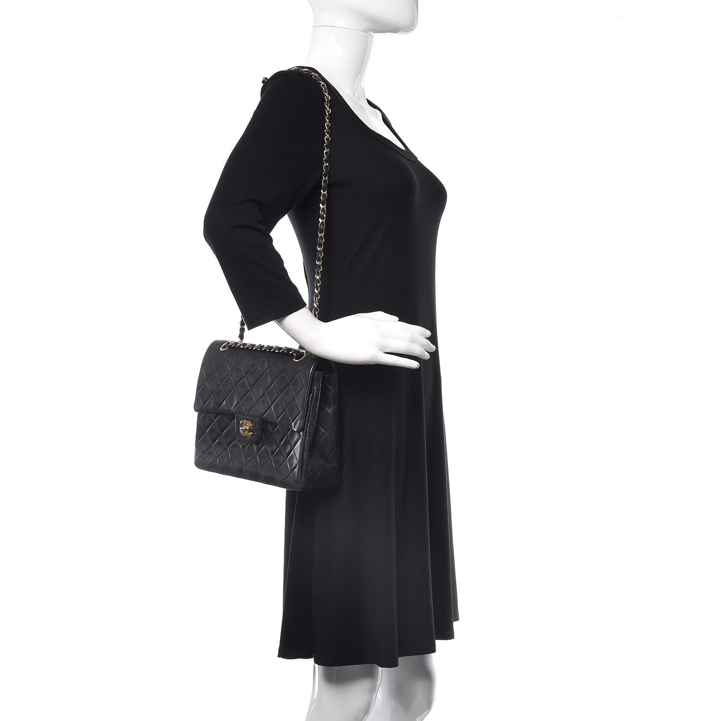 Lambskin Quilted Medium Double Flap Black