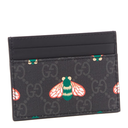 Gucci GG Supreme Monogram Bee Multicolor Appia Calfskin Card Holder Black Multicolor 2 of 7